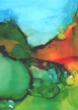 "Mountain View" by Mary Lacer, River Falls WI - Alcohol Ink